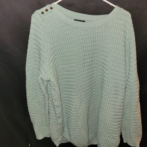 Jones and CO cable knit sweater. 1x, green - Picture 1 of 1